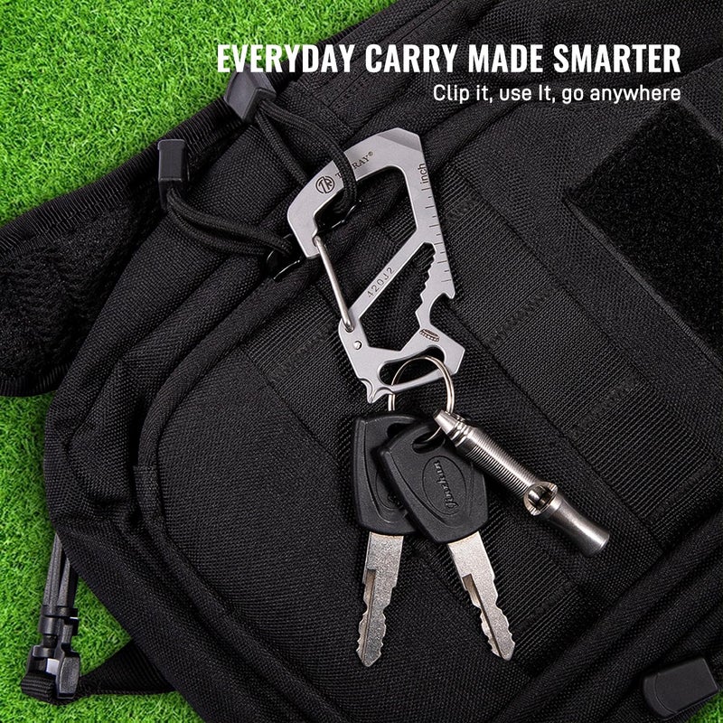TACRAY Compact Carabiner Keychain Clip, Titanium EDC key holder, Anti-Lost Keychain Hook, Multi-tool Bottle Opener Keychain, Quick Released Backpack Clasp - Image 4